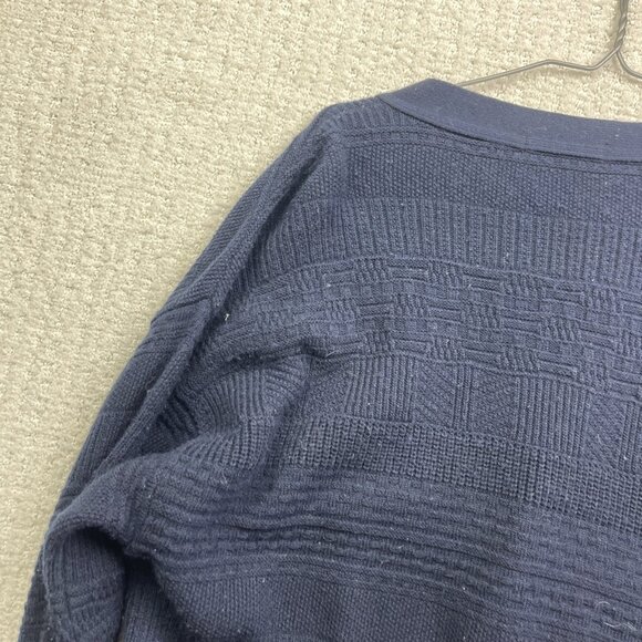 VTG Sweater Men M Blue Cooper Wool Blend Cardigan Grandpa Button 90s Canada Made - Picture 13 of 16